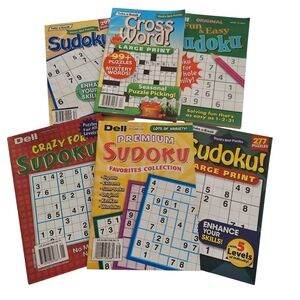 NWT Puzzle Books Collection of 6 - Sudoku (5 Variety) - Crossword (1) Paperback